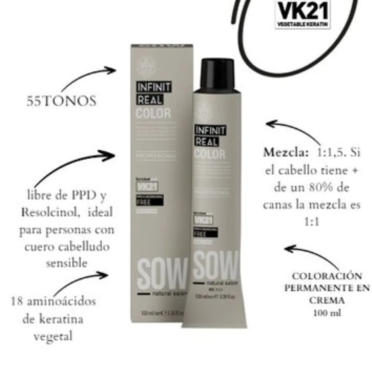 WELLA - Tinte Sow Vk21 Infinit Real Color 8.0 Rubio Claro 100ml