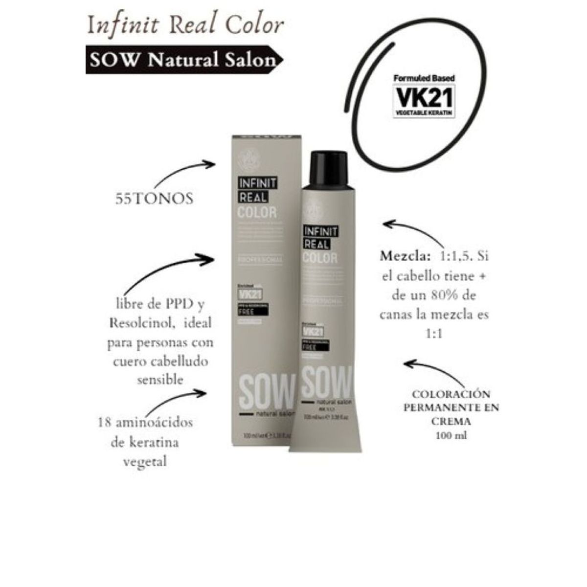 WELLA - Tinte Sow Vk21 Infinit Real Color 8.0 Rubio Claro 100ml