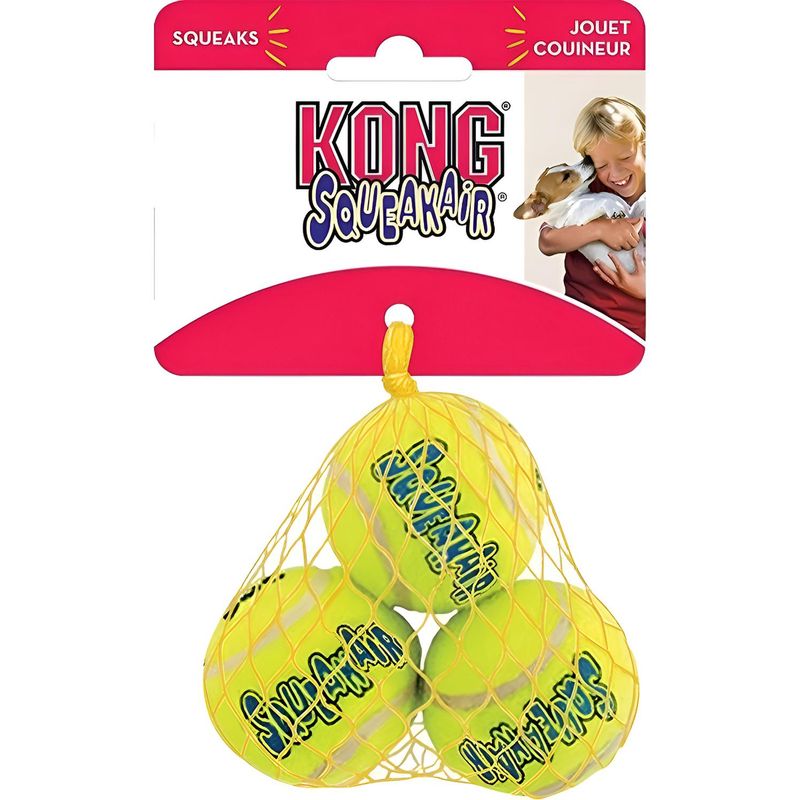 KONG - Pelota Para Perro Kong Ball Squeak Air Talla S 3 Unidades Amarillo