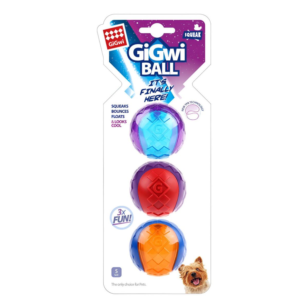 GIGWI - Pelota Juguete Para Perros Squeak 3 Unidades Talla S Gigwi Mixto