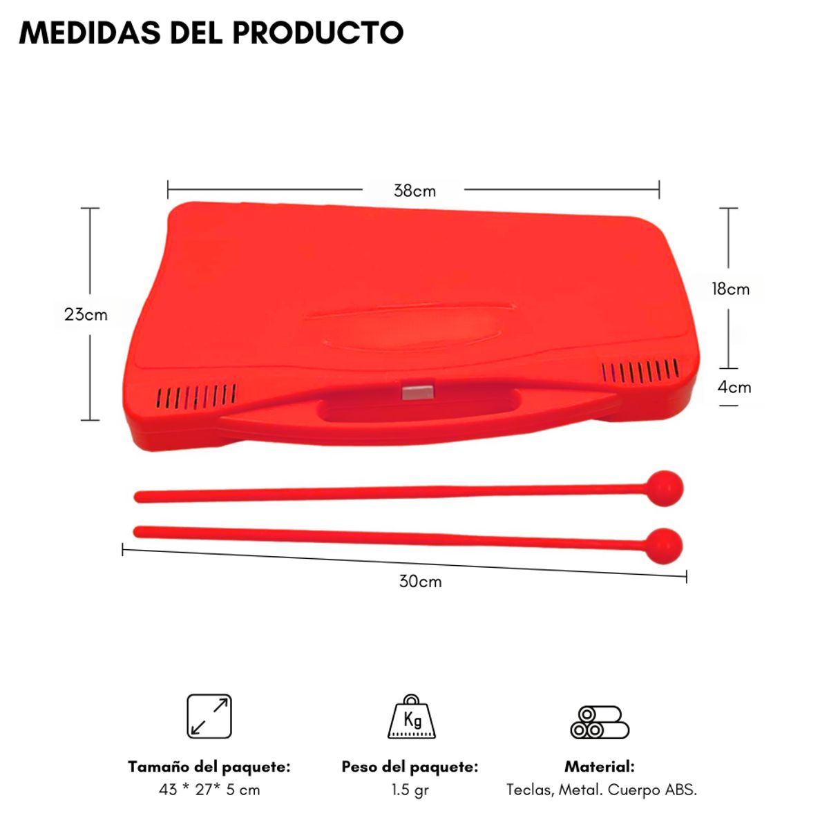 GENERICO - Metalofono Cromatico 25 Notas Infantil Escolar Pre Escolar