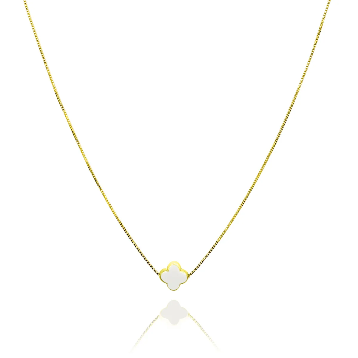 COGGIOLA - Collar Trébol Perla Sintética Enchapado Oro 18K