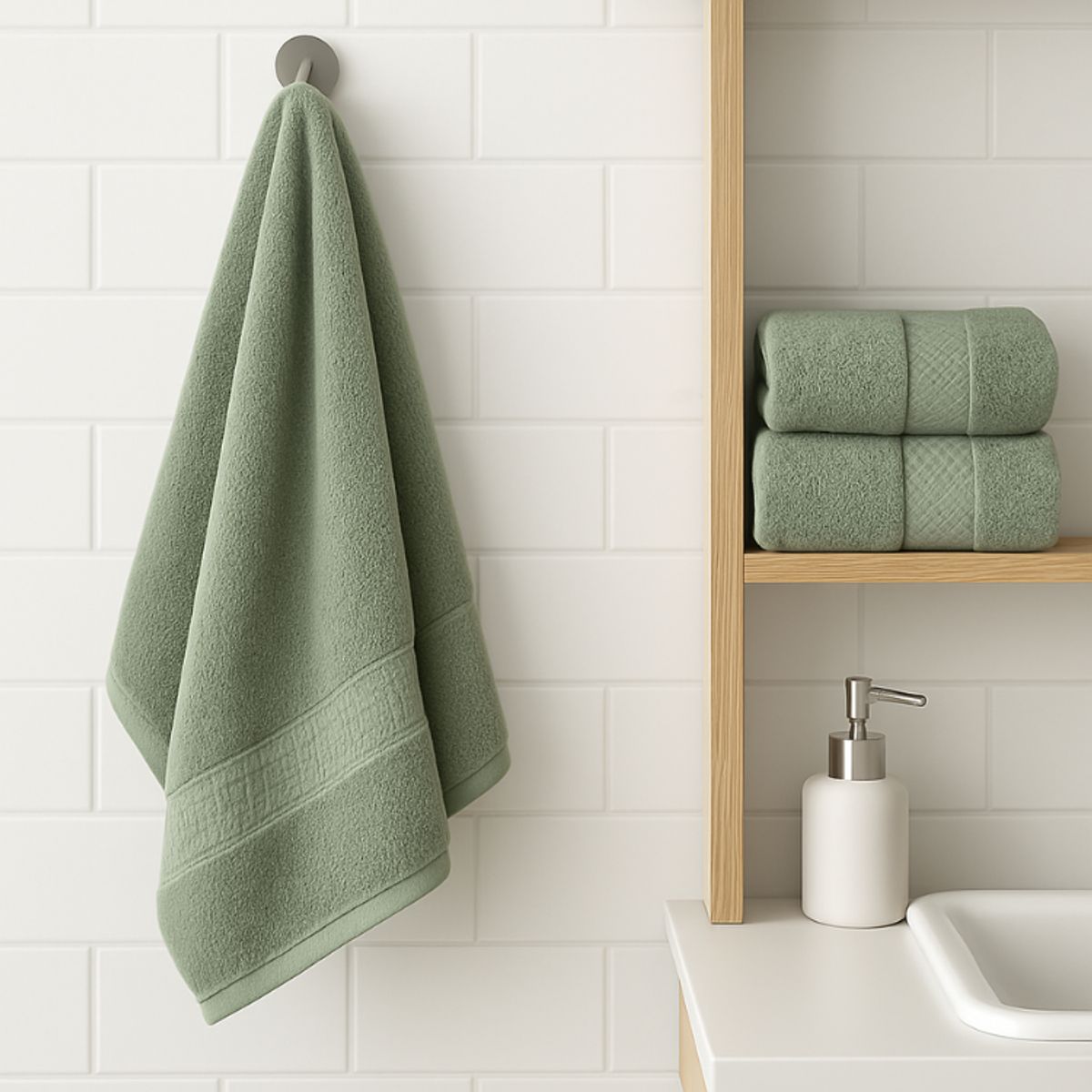 GARSIL - Pack De 3 Toallas De Baño Algodon Cuerpo y Mano Verde