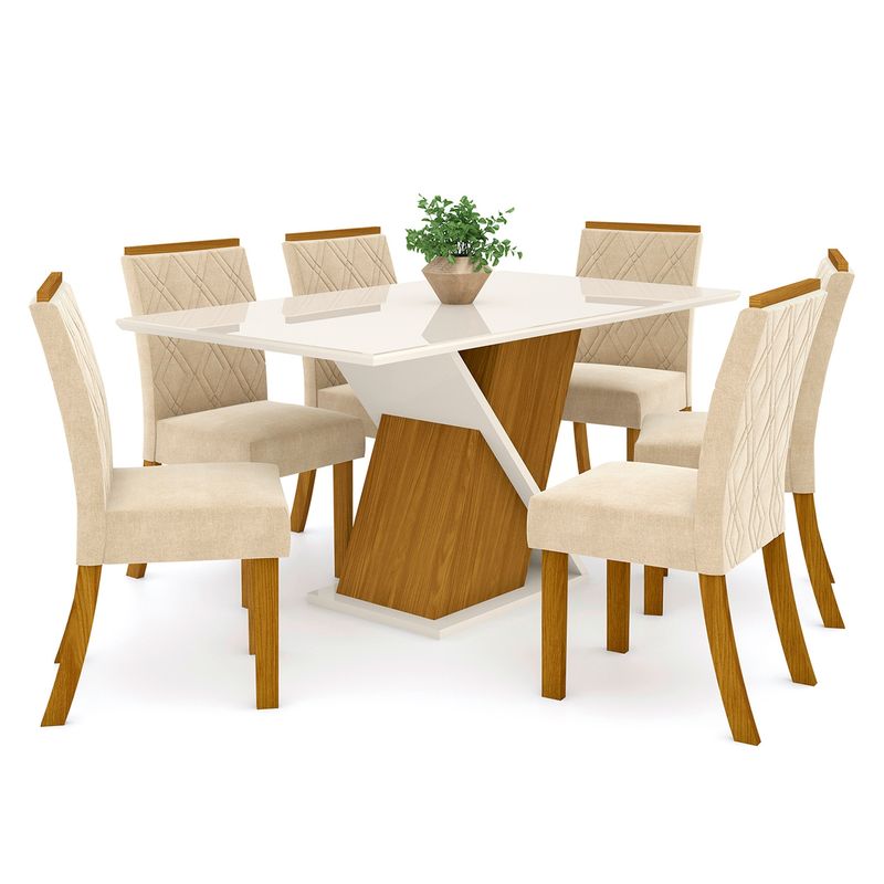 HOME MOBILI - Juego De Comedor 6 Sillas Jerrie Natural C/Vid Home Mobili