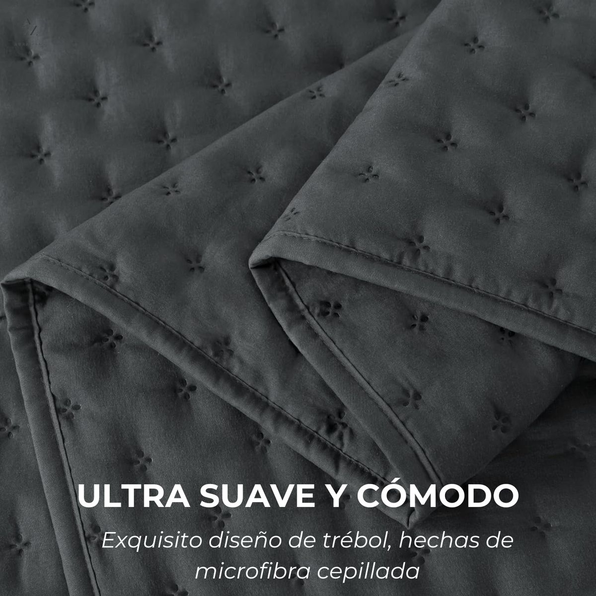 AZ AURAZEUS - Cubrecama Quilt + Fundas De Almohada Cobertores Acolchado Gris AZ