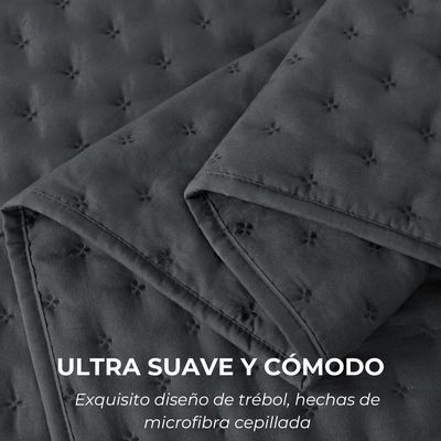 Imagen 2 del producto Cubrecama Quilt + Fundas De Almohada Cobertores Acolchado Gris AZ