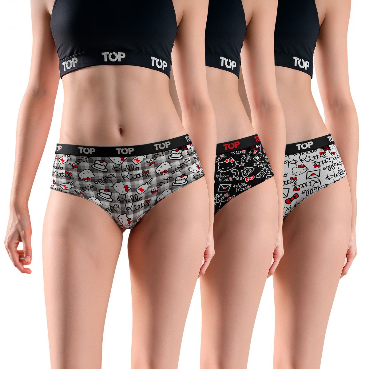 TOP - Calzón Pantaletas Algodón Con Elástico Pack 3 Hello Kitty C5 Top