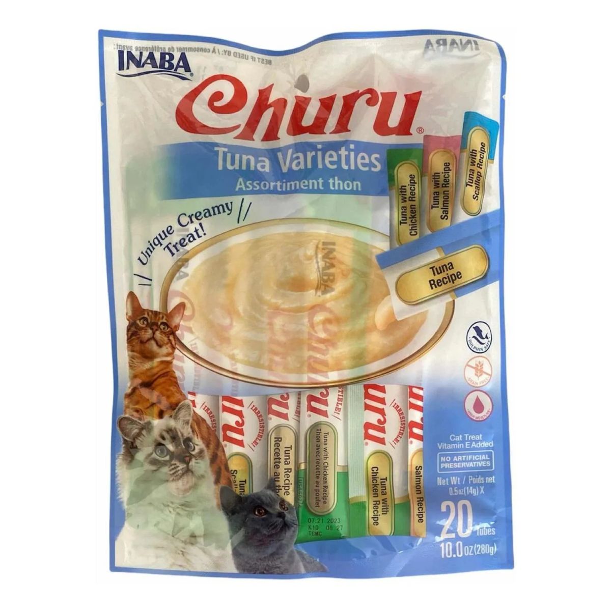 INABA - Churu Snack Para Gato Atún Variedades 20 Tubos 280g Inaba