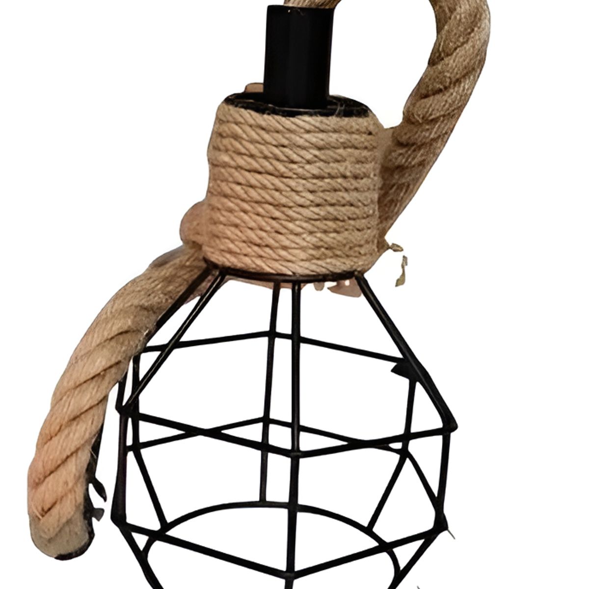 GENERICO - Lampara Techo Metal Cañamo Rustico Industrial Negro