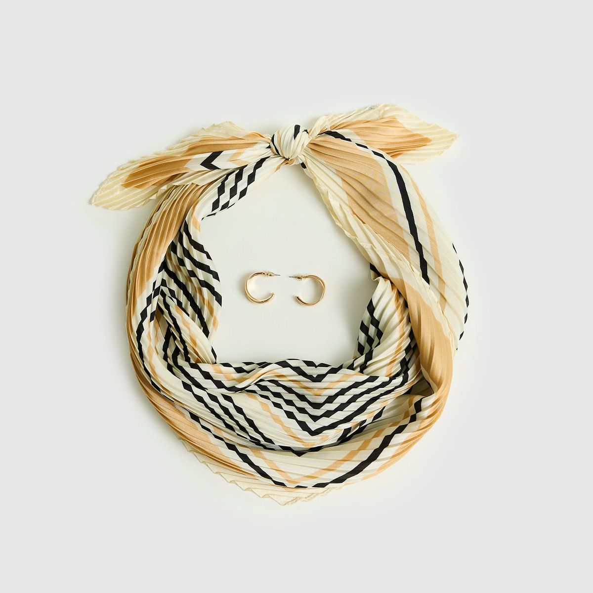 LOUNGE - Set Pañuelo Y Aros Mujer Plisados
