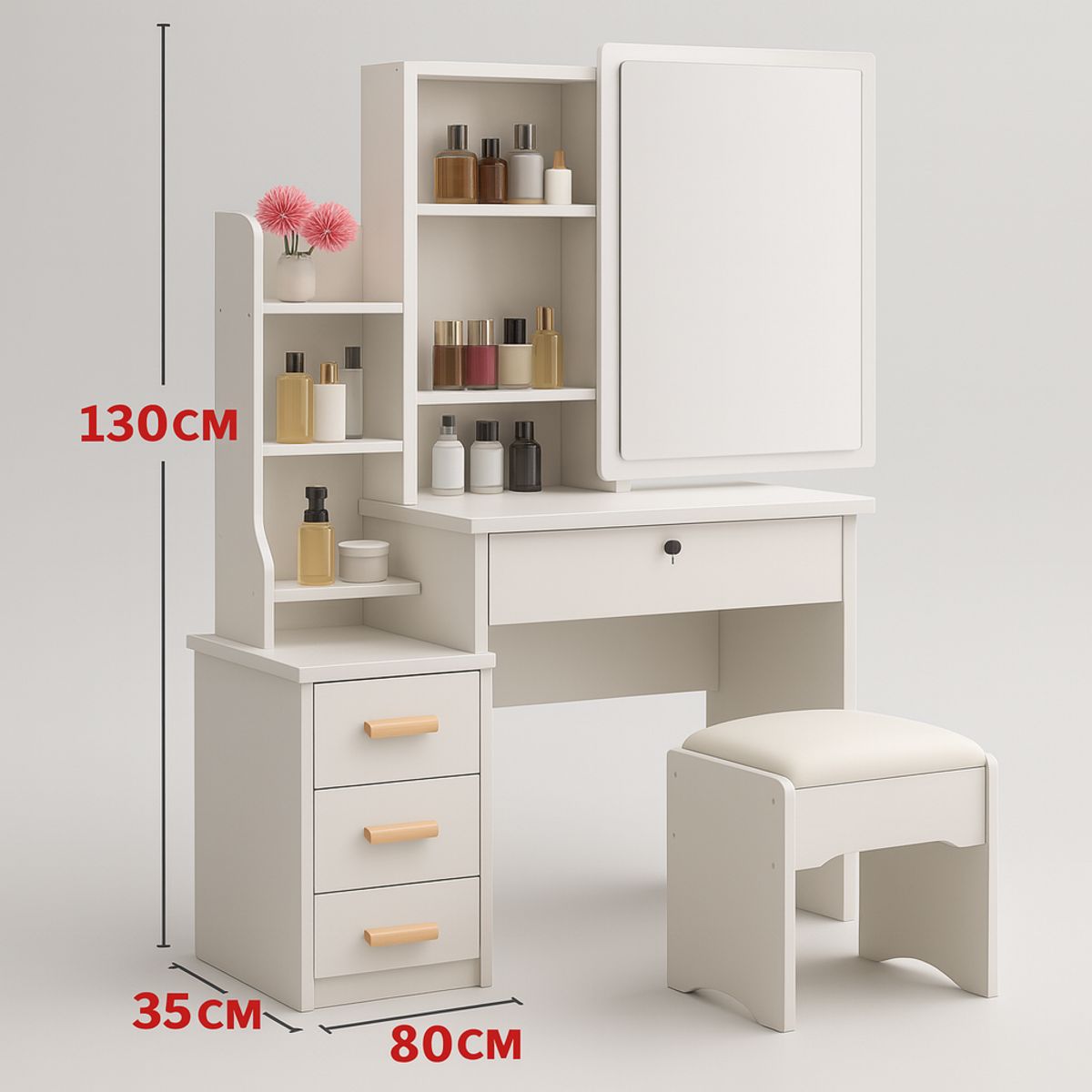 GENERICO - Tocador Moderno Blanco con Espejo Deslizante