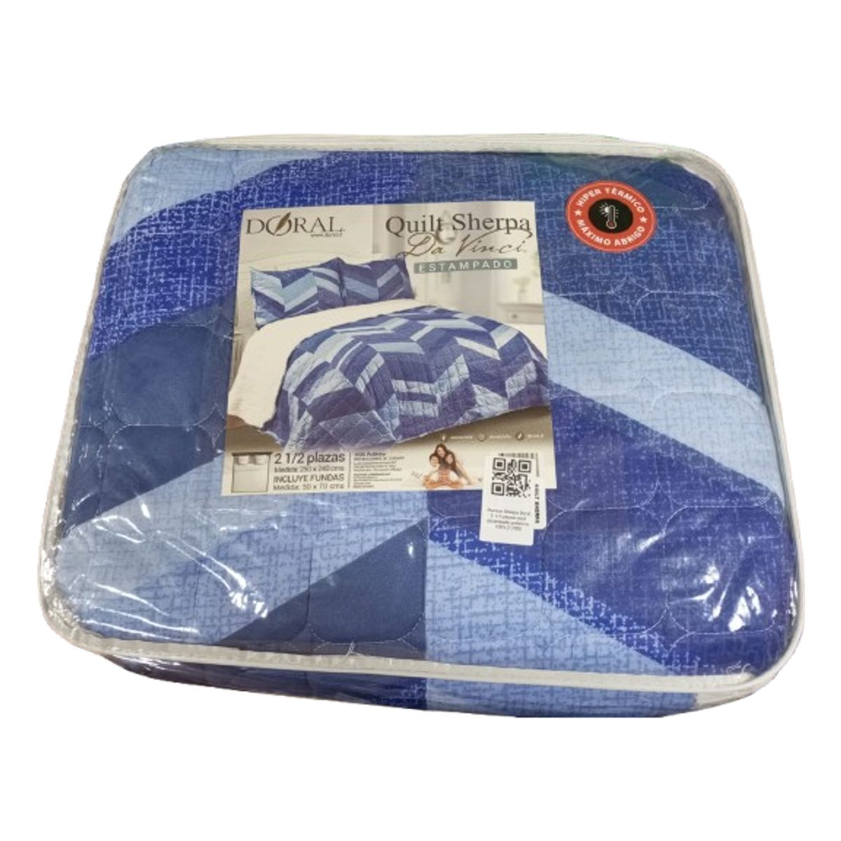 GENERICO - Plumon Sherpa Doral 2 1/2 plazas azul estampado poliester 100%