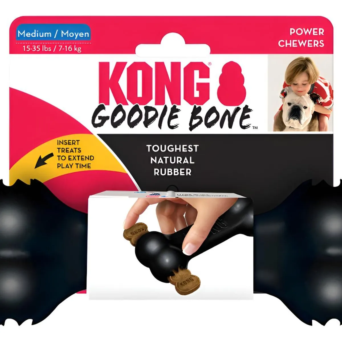 KONG - Kong Extreme Goodie Bone Hueso Rellenable Para Perro Talla M Negro