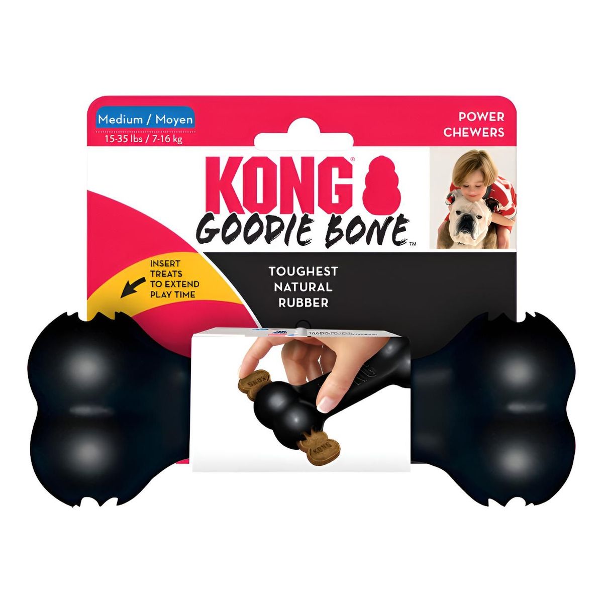 KONG - Kong Extreme Goodie Bone Hueso Rellenable Para Perro Talla M Negro