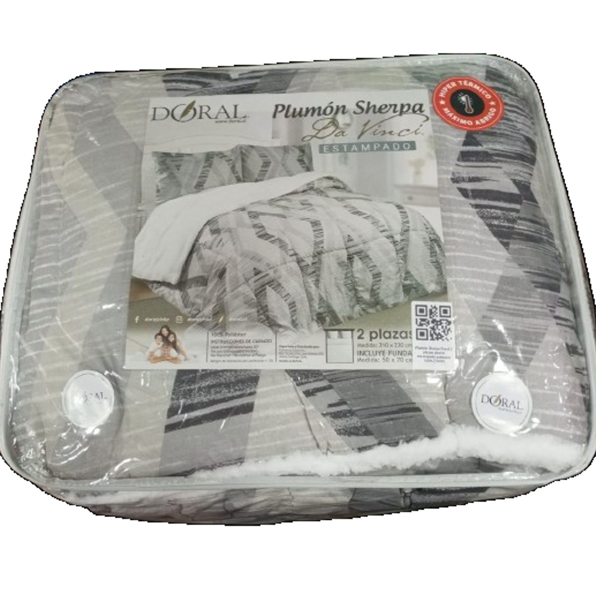 GENERICO - Plumon Sherpa Doral 2 plazas plomo estampado poliester 100%