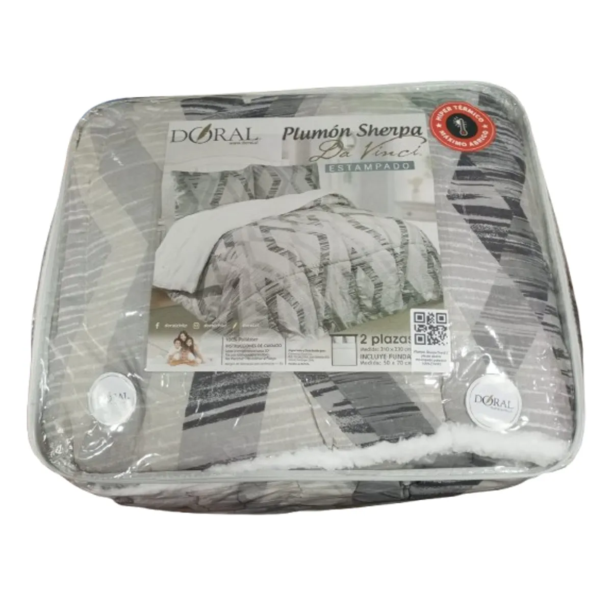 GENERICO - Plumon Sherpa Doral 2 plazas plomo estampado poliester 100%