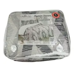 GENERICO - Plumon Sherpa Doral 2 plazas plomo estampado poliester 100%