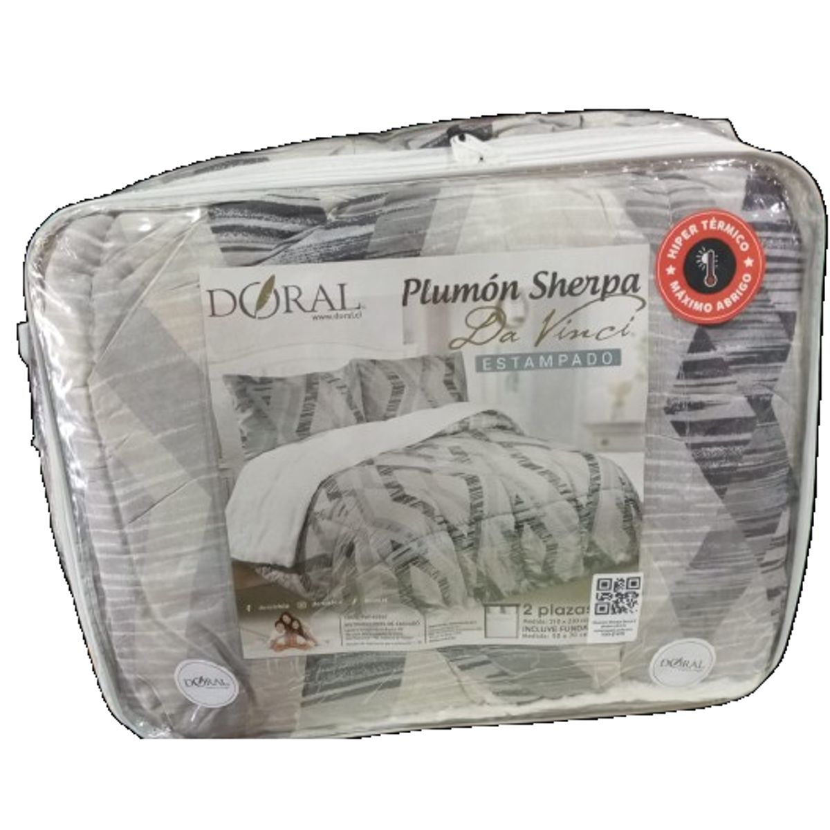 GENERICO - Plumon Sherpa Doral 2 plazas plomo estampado poliester 100%