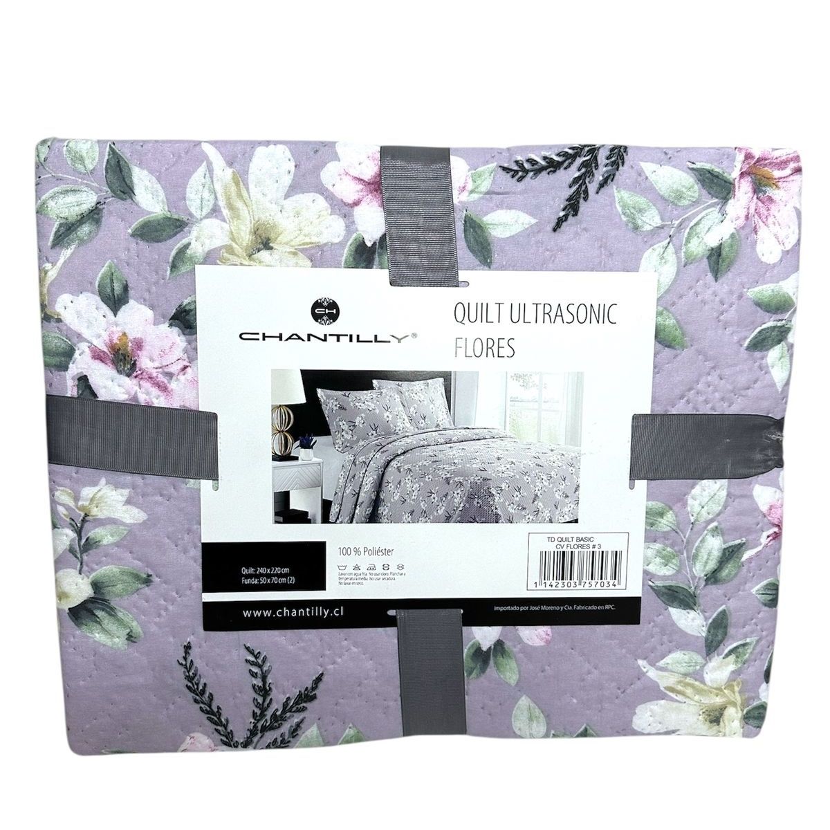 CHANTILLY - Cubrecama Quilt Básico Estampado Ultrasónico 2 plazas