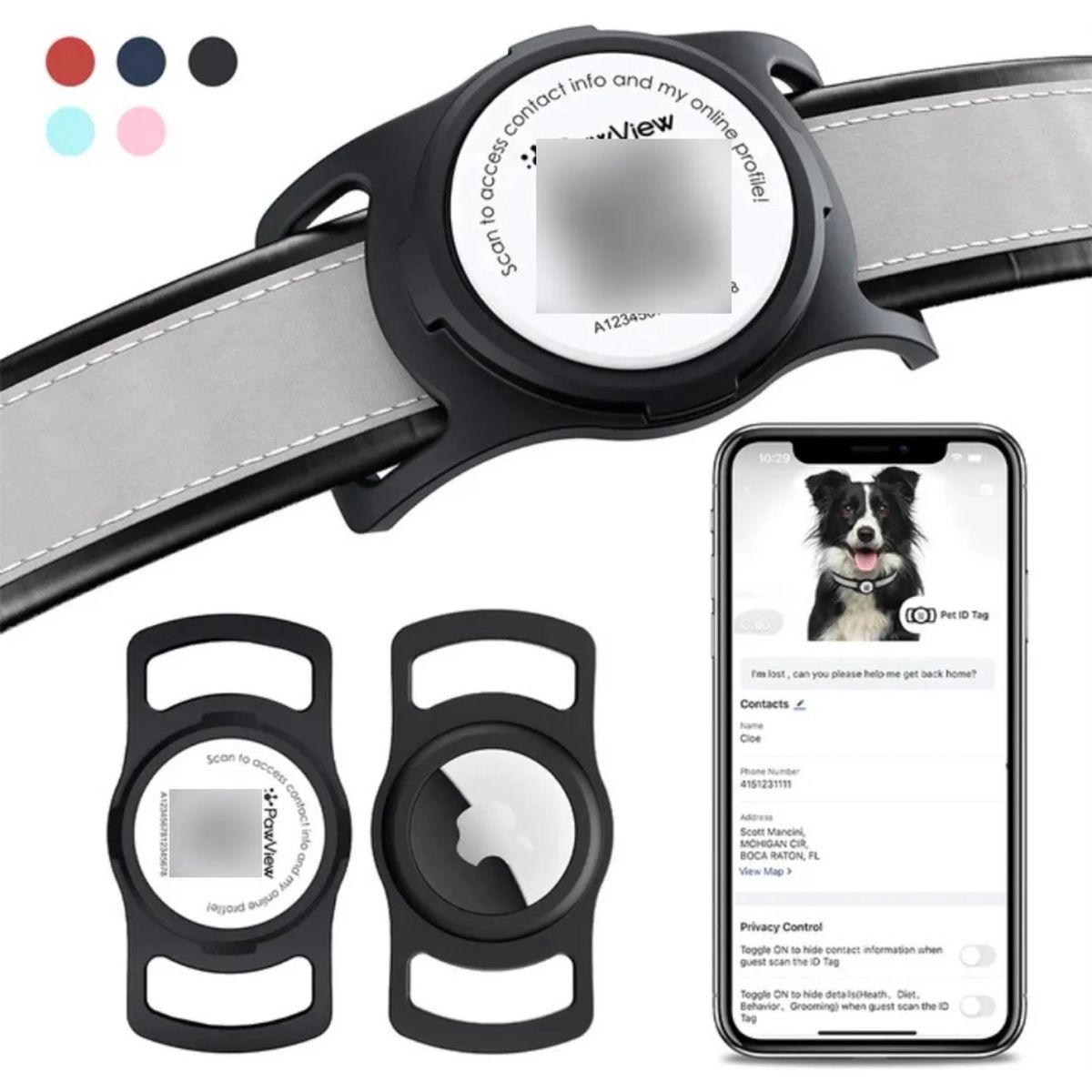 STREET DOGS - Street Dogs Placa De Identificación Inteligente Qr Mascotas Negro Air Tag Holder