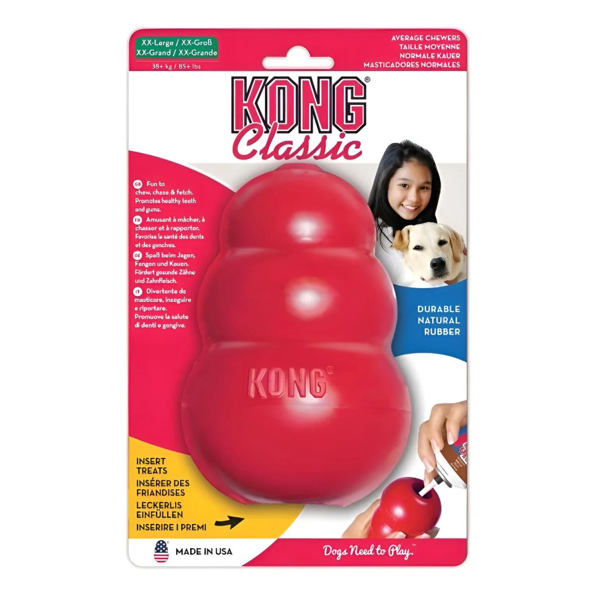 KONG - Juguete Kong Classic Para Mascotas Perros Talla Xxl 38+ Kg