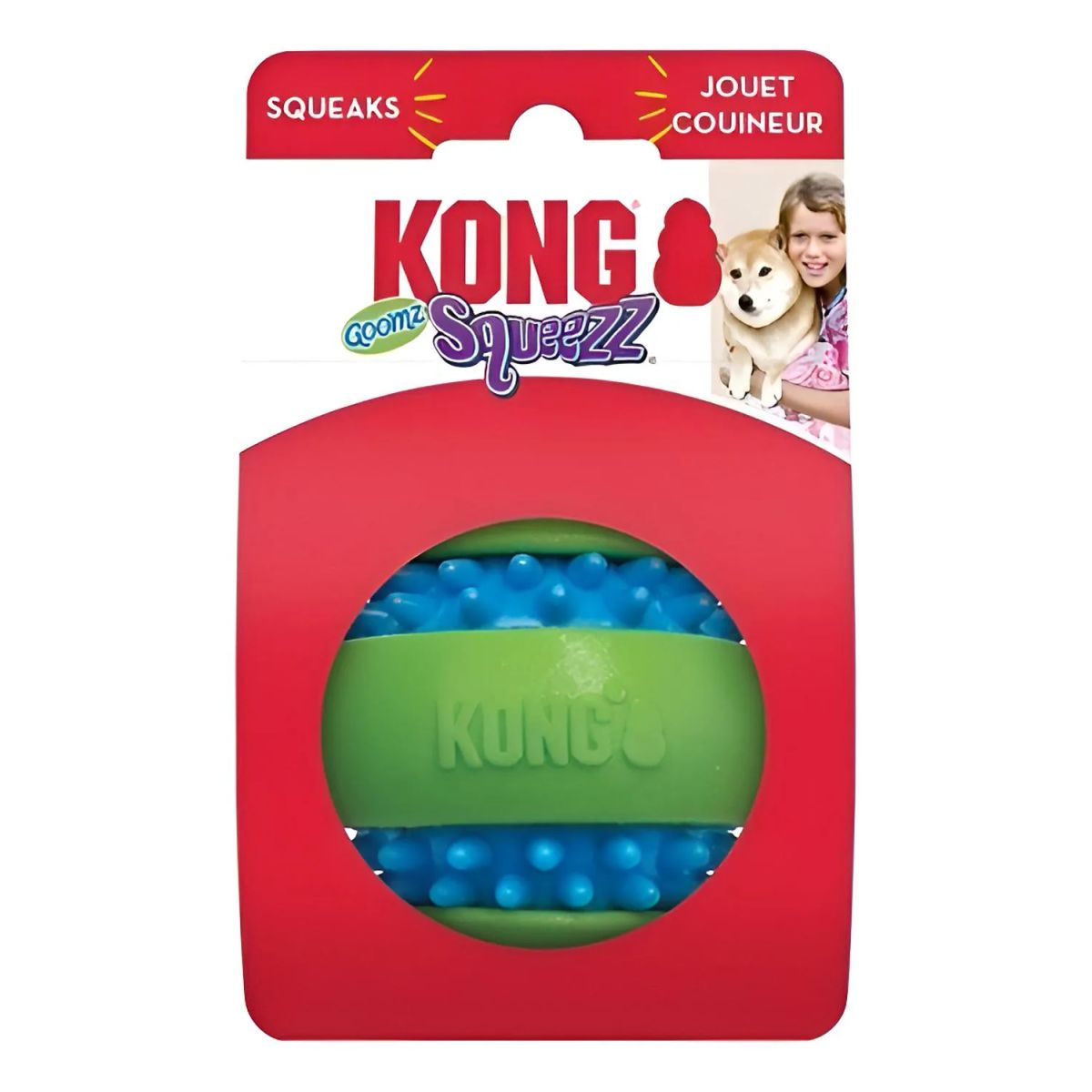 KONG - Pelota Kong Squeezz Goomz Ball Para Perro Talla L Verdeazul