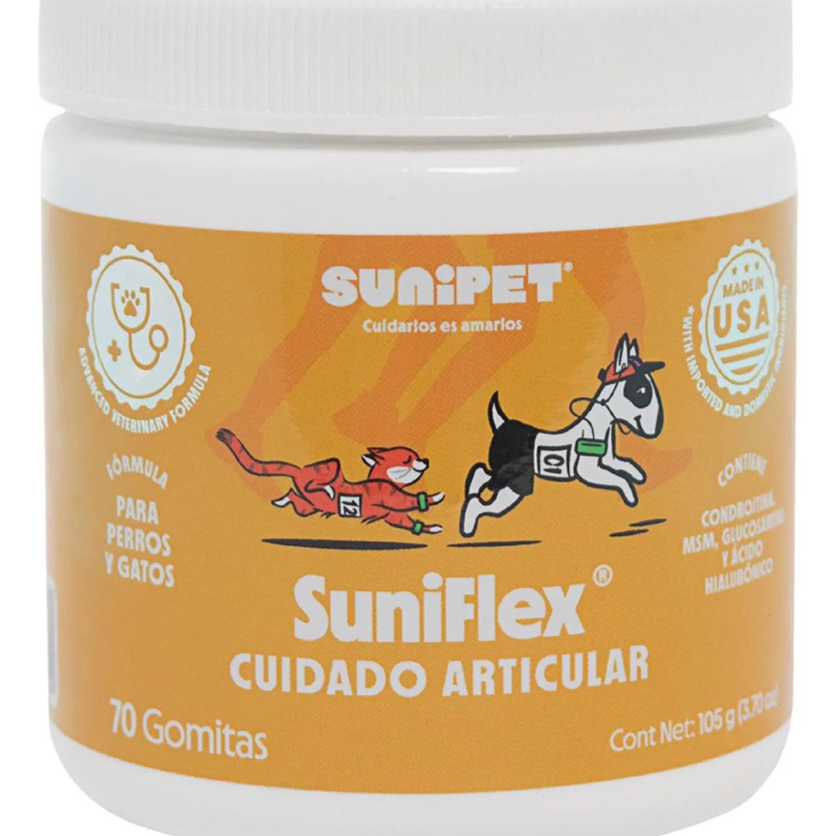 SUNIPET - Suniflex Suplemento Cuidado Articular Para Perros Gatos 105g
