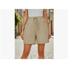 AGW - Pack 3 Short Lino Mujer Con Bolsillos Grandes
