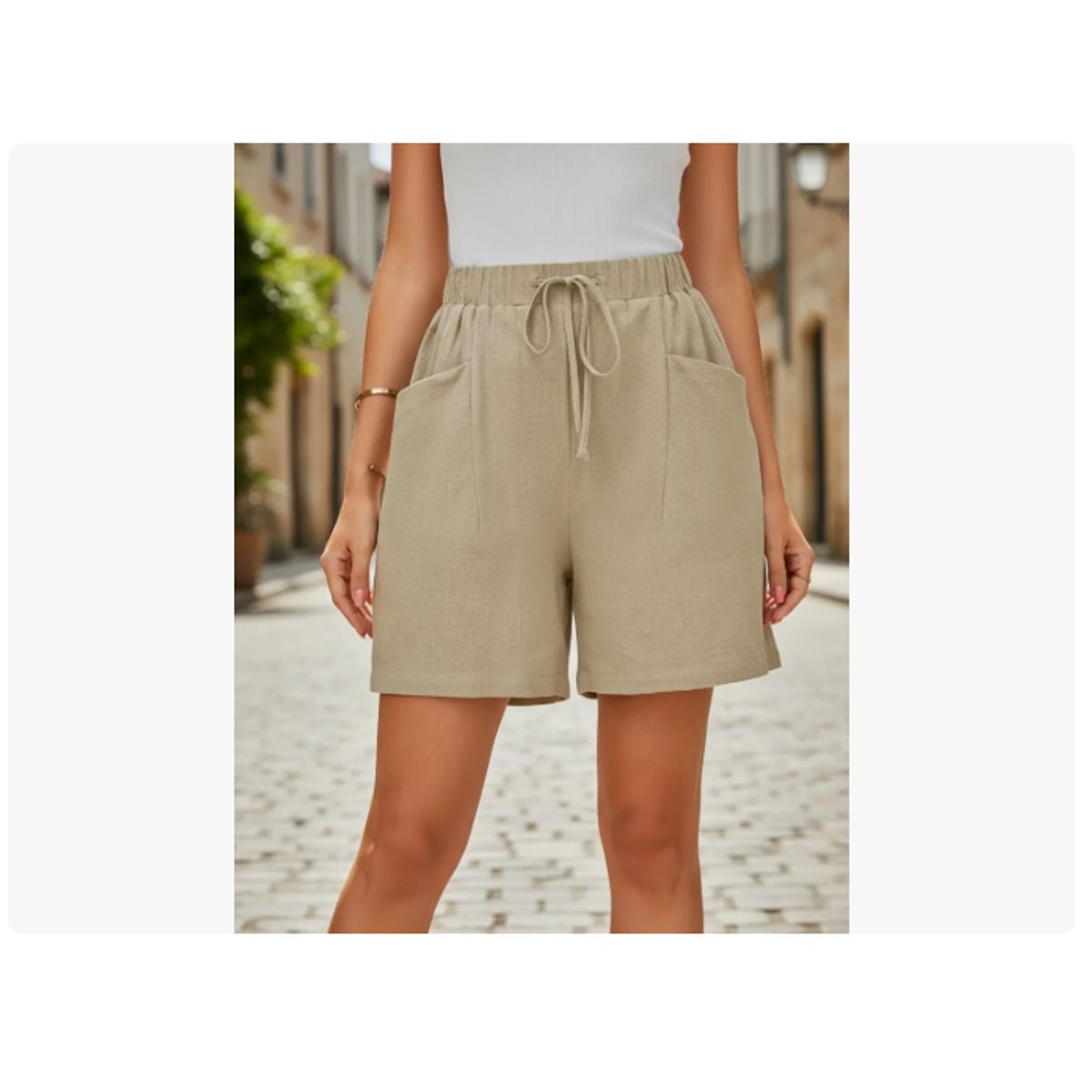 AGW - Pack 3 Short Lino Mujer Con Bolsillos Grandes
