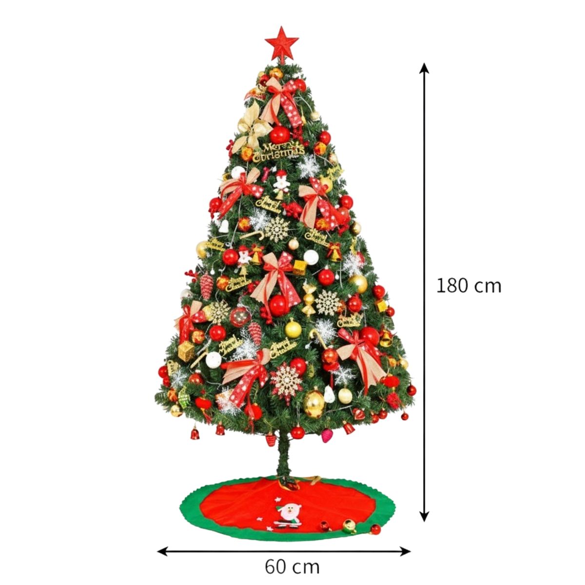 CRUSEC - Arbol De Navidad 180 cm Artificial Frondoso Con Accesorios