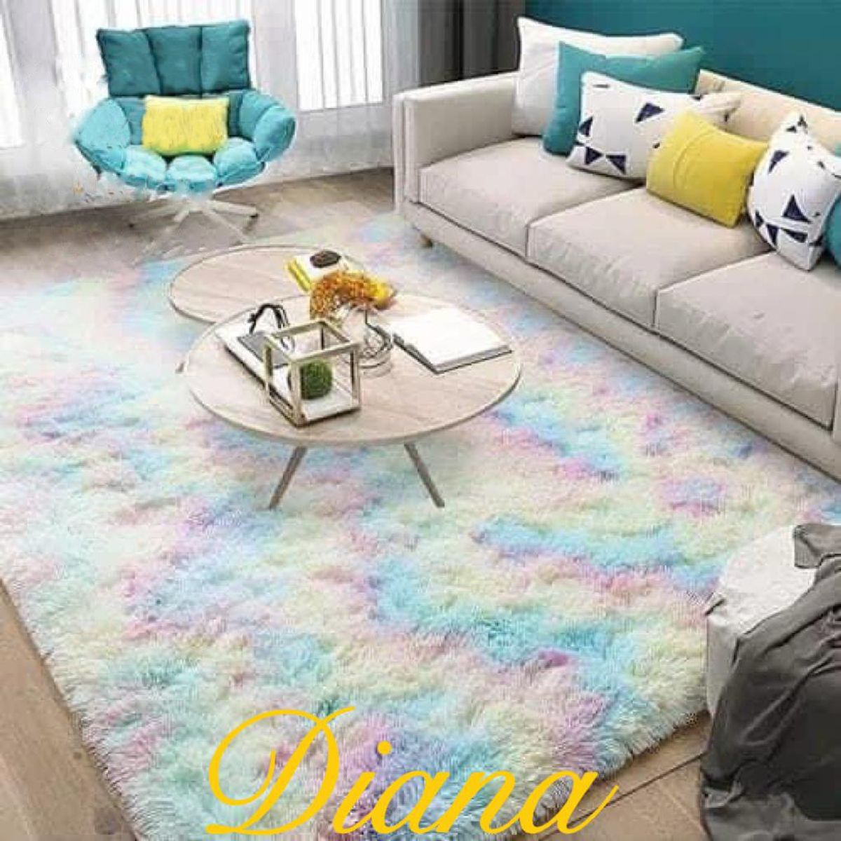 DIANA - ALFOMBRA PELUDA TIPO SHAGGY DE 180CMX200CM COLOR MULTICOLOR