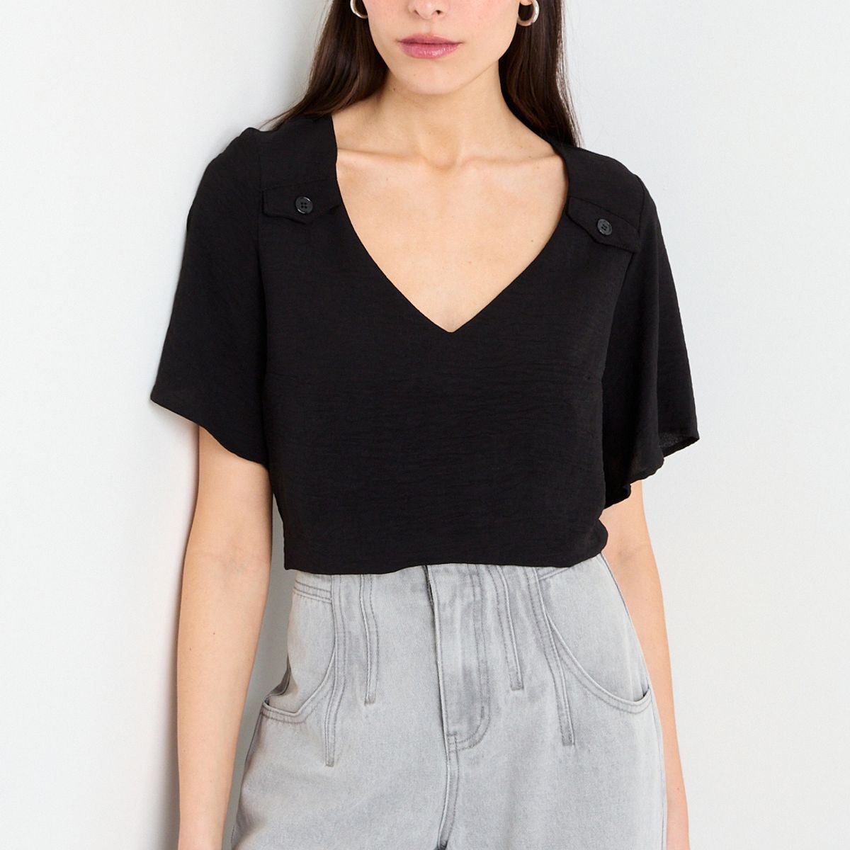 IO - Polera Manga Corta Mujer Negro Io