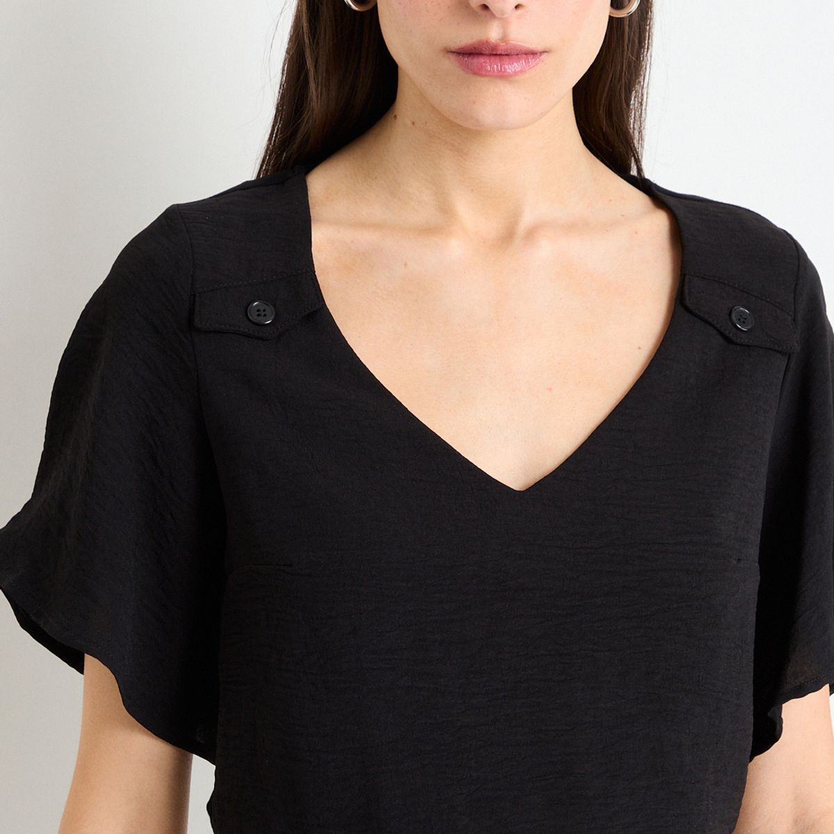 IO - Polera Manga Corta Mujer Negro Io