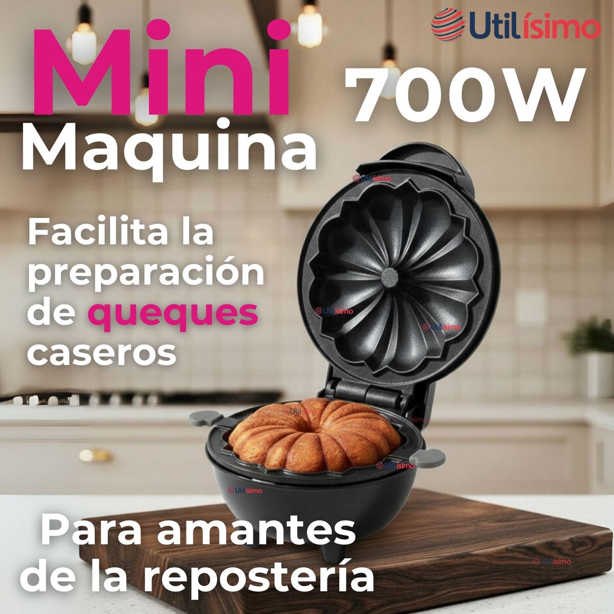 LINE - Máquina De Mini Bundt Queque Pastel Con Molde Antiadherente 700W
