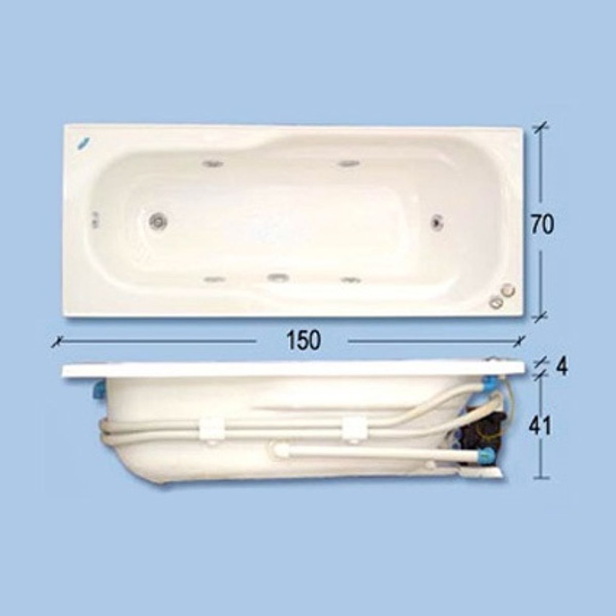NORGLAS - Tina Hidromasajes Logic150x70 cm Izquierda para una persona