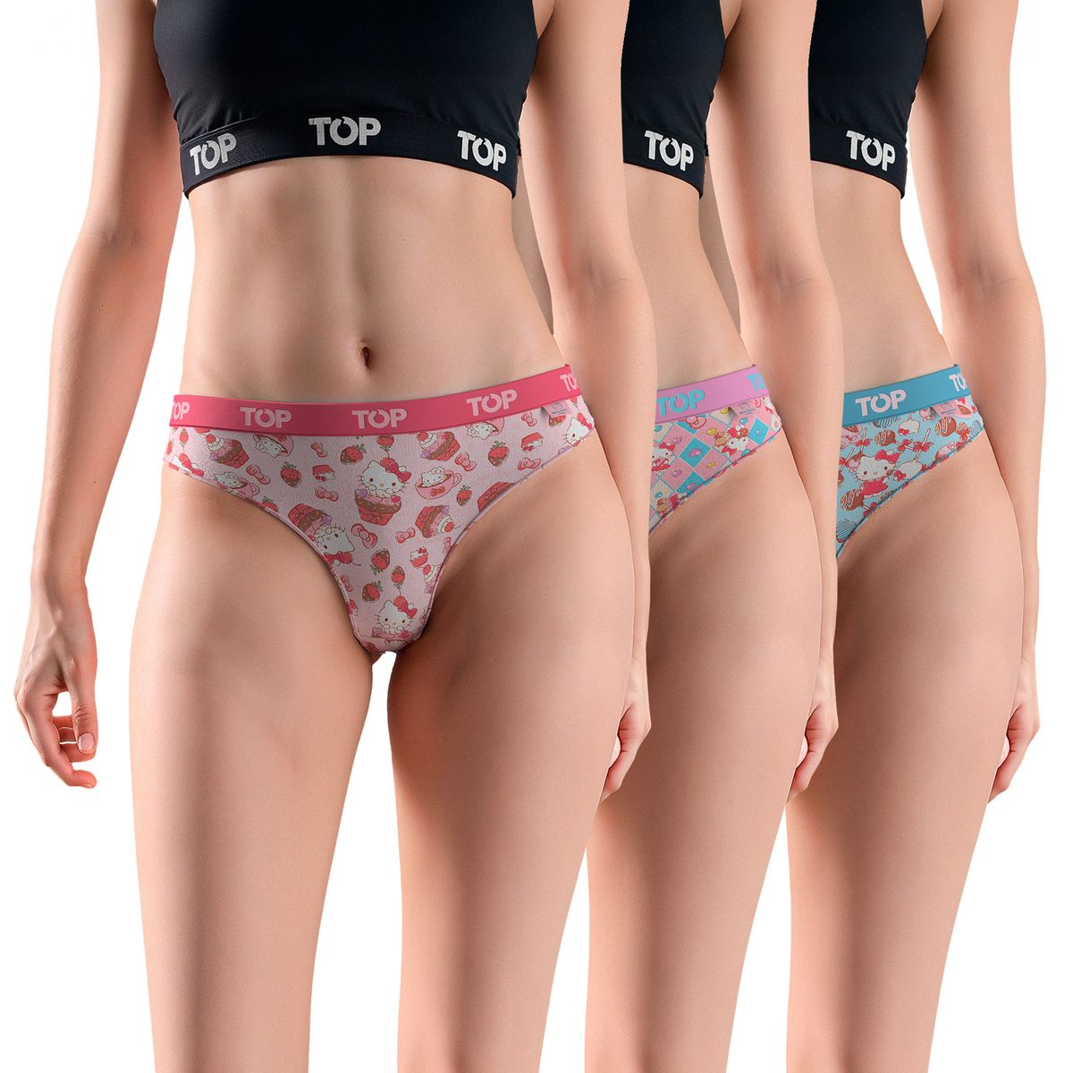 TOP - Colaless Algodón con Elástico Pack 3 Hello Kitty C7 Top