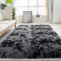 DIANA - ALFOMBRA PELUDA TIPO SHAGGY DE 200CM X 240CM COLOR NEGRO JASPEADO