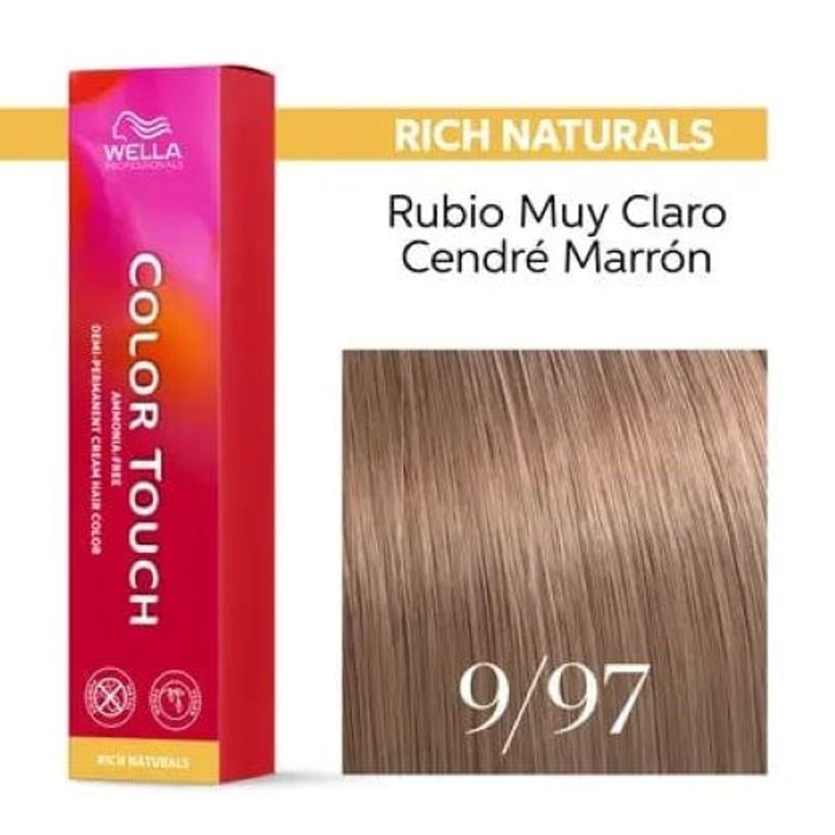 WELLA - Tinte Wella Color Touch 9.97 Rubio Muy Claro Cendre Marron 60ml