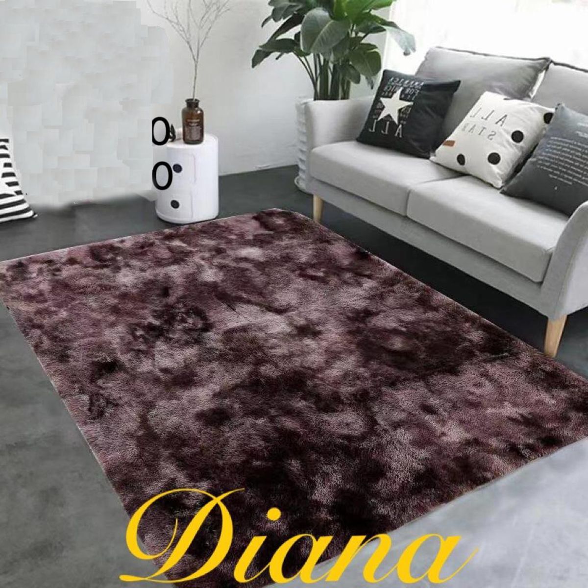 DIANA - ALFOMBRA PELUDA TIPO SHAGGY DE 200CM X 240CM COLOR CAFE JASPEADO