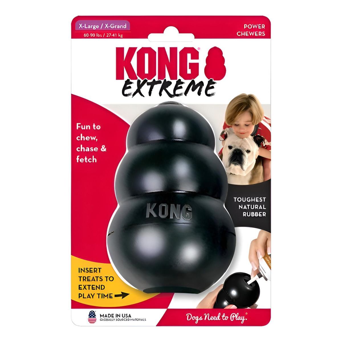 KONG - Juguete Kong Extreme Para Mascotas Perros Talla Xl 27-41 Kg Negro