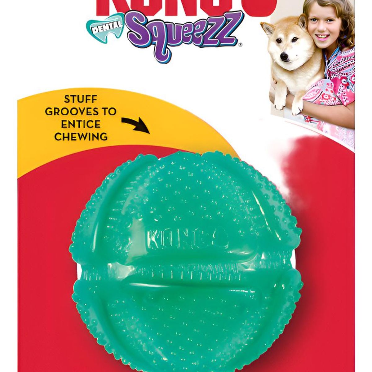 KONG - Kong Dental Squeezz Ball Pelota Dental Con Textura Talla M
