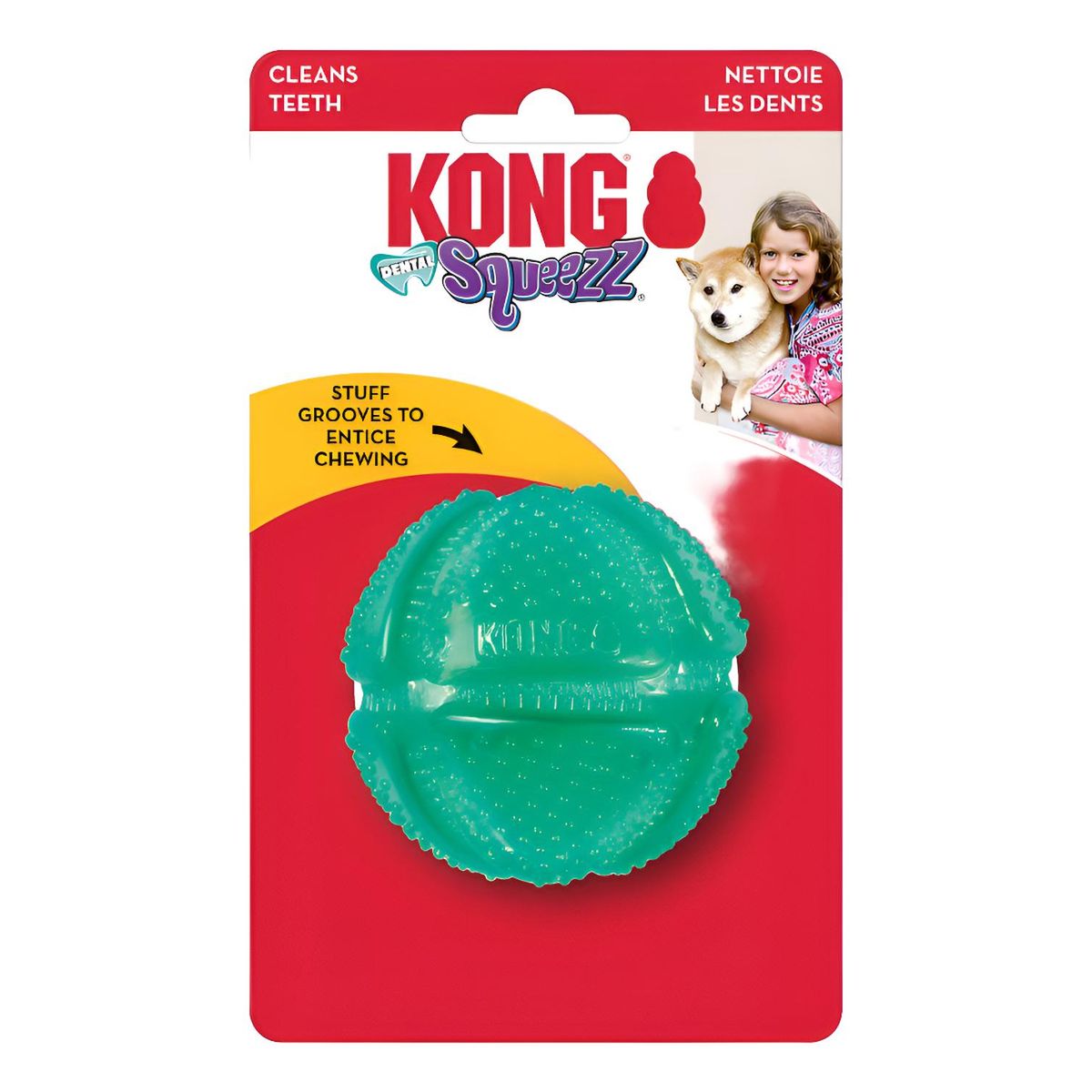 KONG - Kong Dental Squeezz Ball Pelota Dental Con Textura Talla M