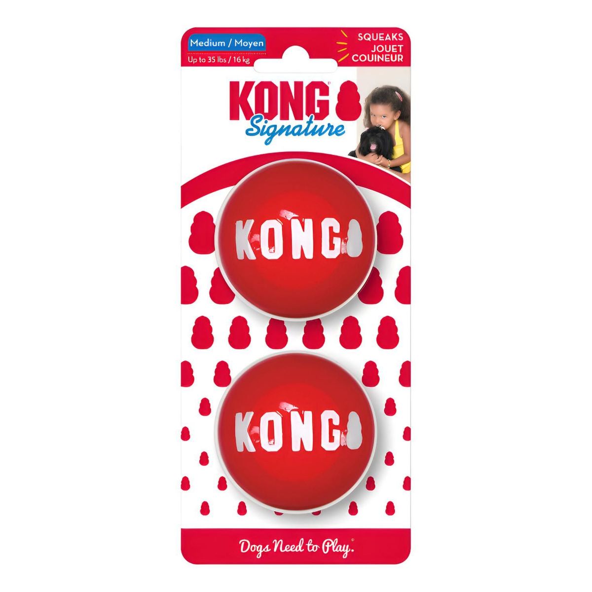 KONG - Pelotas Para Perro Kong Ball Signature Talla M Hasta 16 Kg Rojo