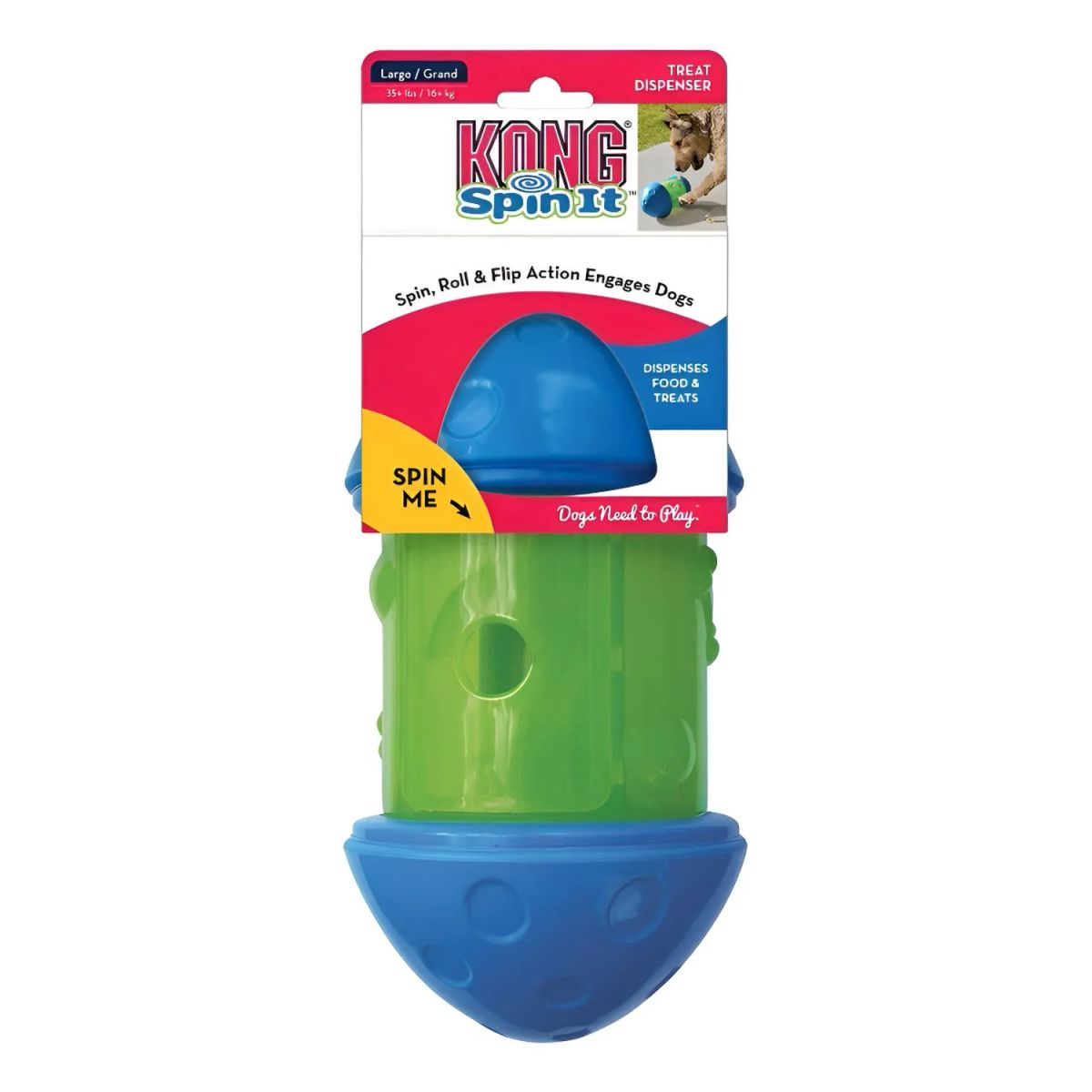 KONG - Juguete Dispensador De Comida Para Perro Grande Kong Spin It Verde