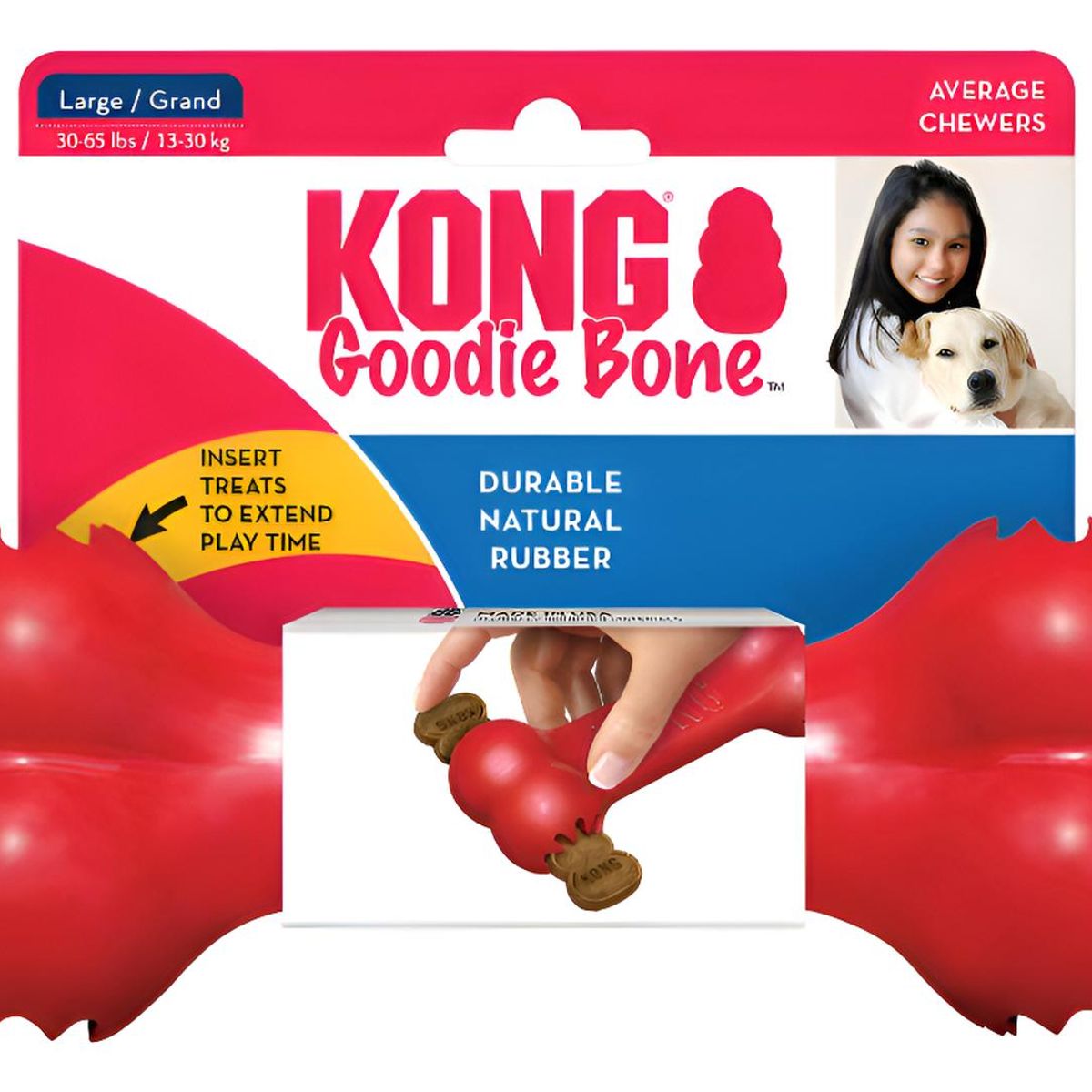 KONG - Kong Goodie Bone Hueso Rellenable Juguete Para Perro Talla L Rojo