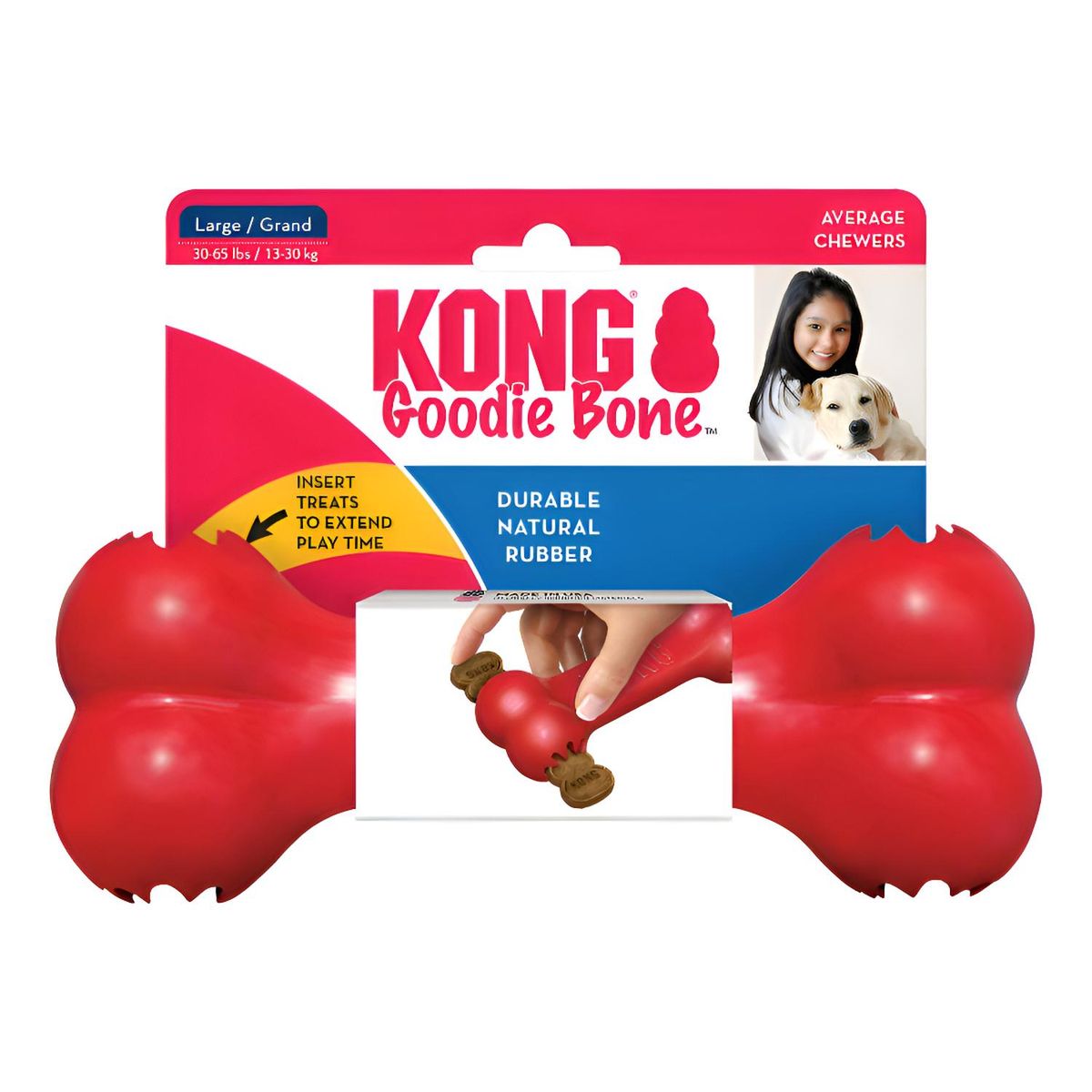 KONG - Kong Goodie Bone Hueso Rellenable Juguete Para Perro Talla L Rojo