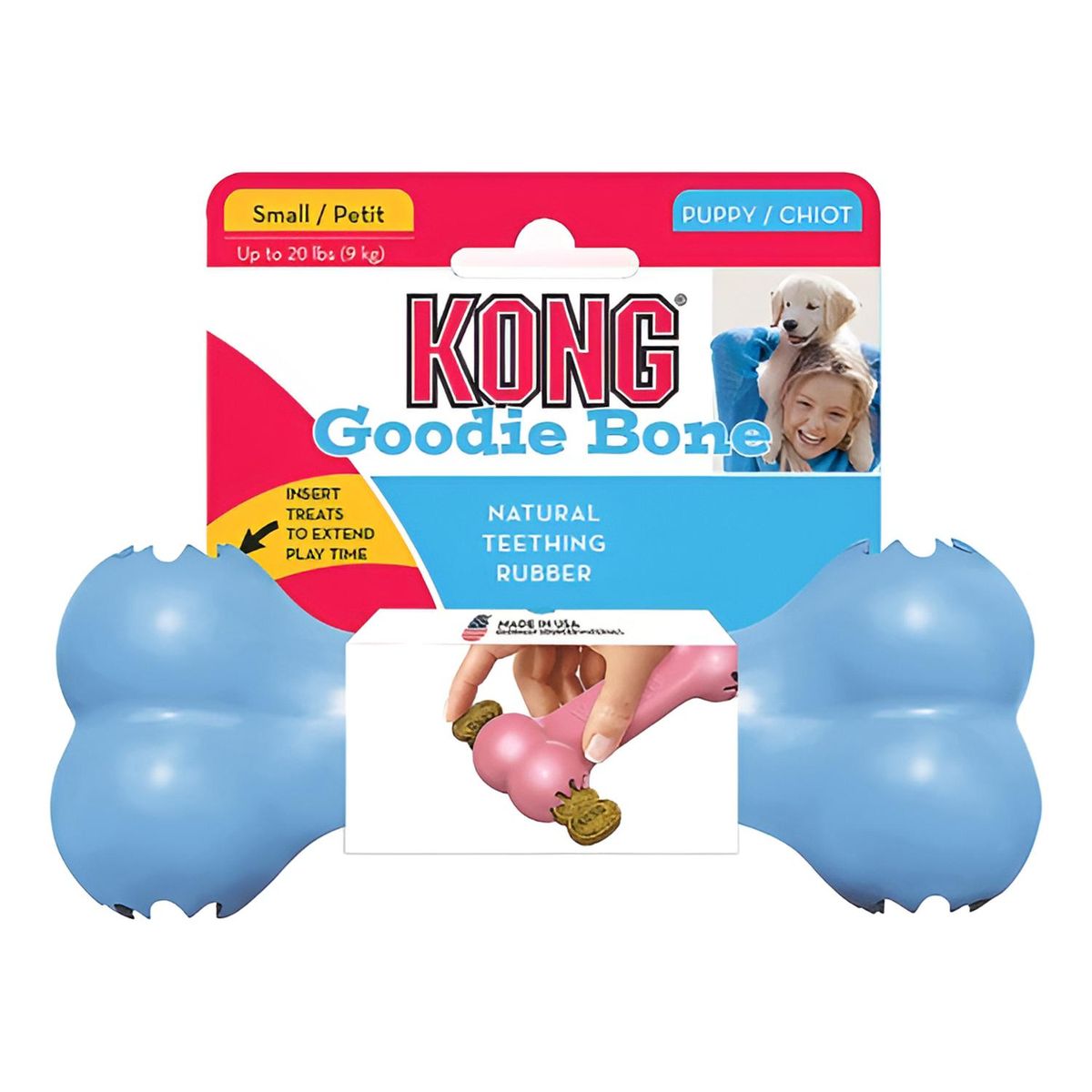 KONG - Kong Puppy Goodie Bone Hueso Rellenable Para Perro Talla S - Celeste