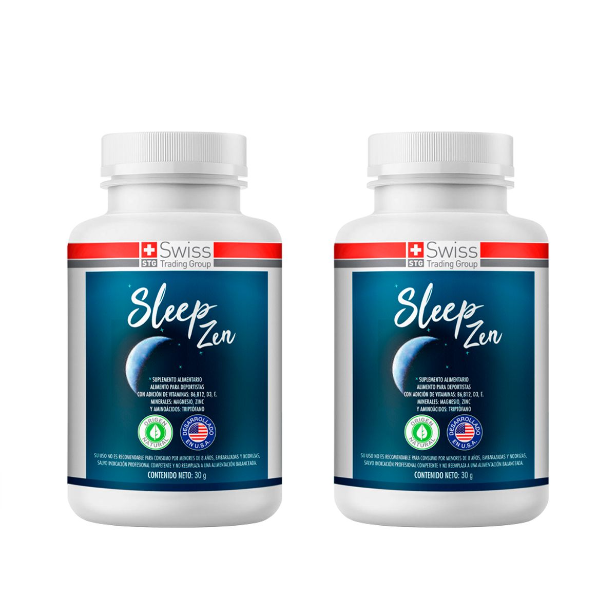 SLEEP ZEN - Pack x 2 Suplemento Alimenticio Sleep Zen Con Magnesio Vitaminas B6 y B12 Contra el Insomio 60 caps