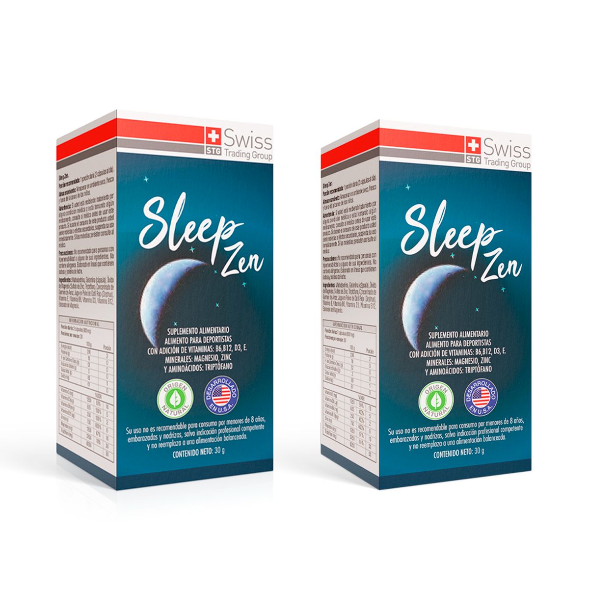SLEEP ZEN - Pack x 2 Suplemento Alimenticio Sleep Zen Con Magnesio Vitaminas B6 y B12 Contra el Insomio 60 caps
