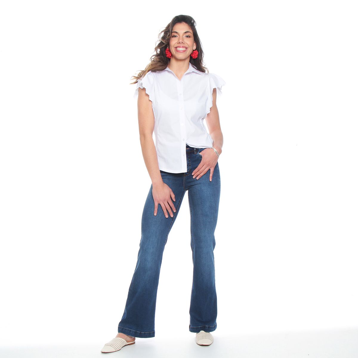 WADOS - BLUSA MANGA CORTA ABOTONADA CON BORDADO EN MANGA